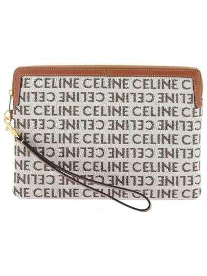 Women's All-Over Signature Logo Small Calfskin Pouch Bag Natural Tan - CELINE - BALAAN 2