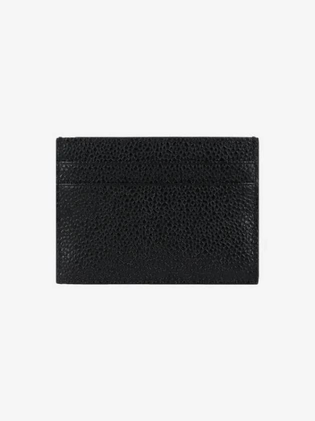 Stripe Note Compartment Pebble Grain Leather Card Wallet Black - THOM BROWNE - BALAAN 3