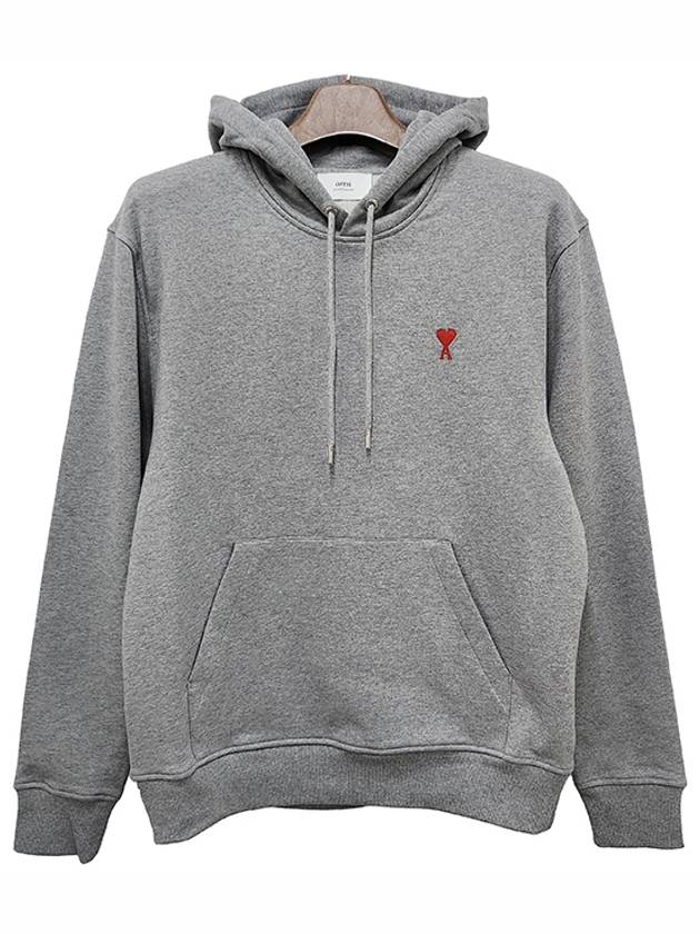 Heart Small Logo Hoodie Grey - AMI - BALAAN 2