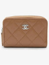 Silver Classic Caviar Zipper Card Wallet Camel - CHANEL - BALAAN 3