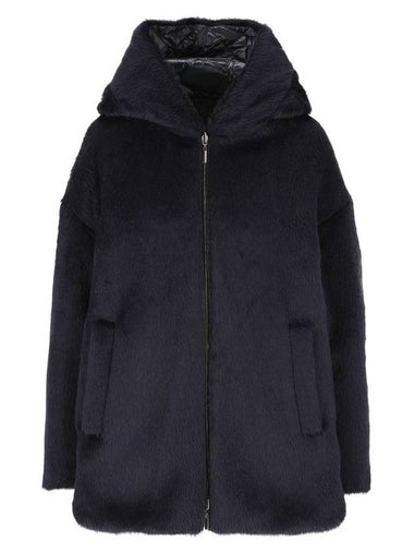 Spacefe Reversible Alpaca Zip Up Hoodie Black - MAX MARA - BALAAN 1