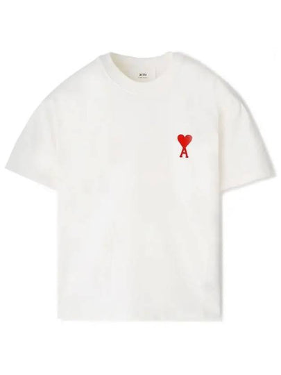 Heart Logo Cotton Jersey Short Sleeve T-Shirt White - AMI - BALAAN 2