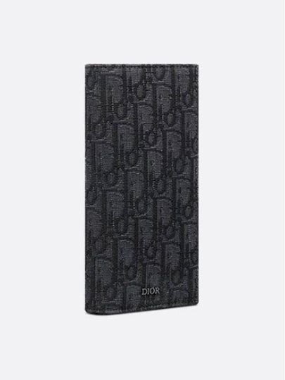 Vertical Long Wallet Black Oblique Jacquard - DIOR - BALAAN 2