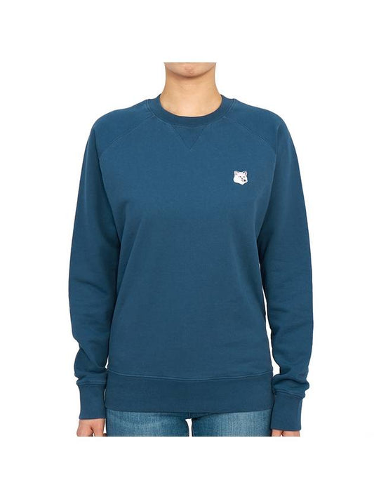 Monochrome Fox Head Patch Classic Cotton Sweatshirt Blue - MAISON KITSUNE - BALAAN 2