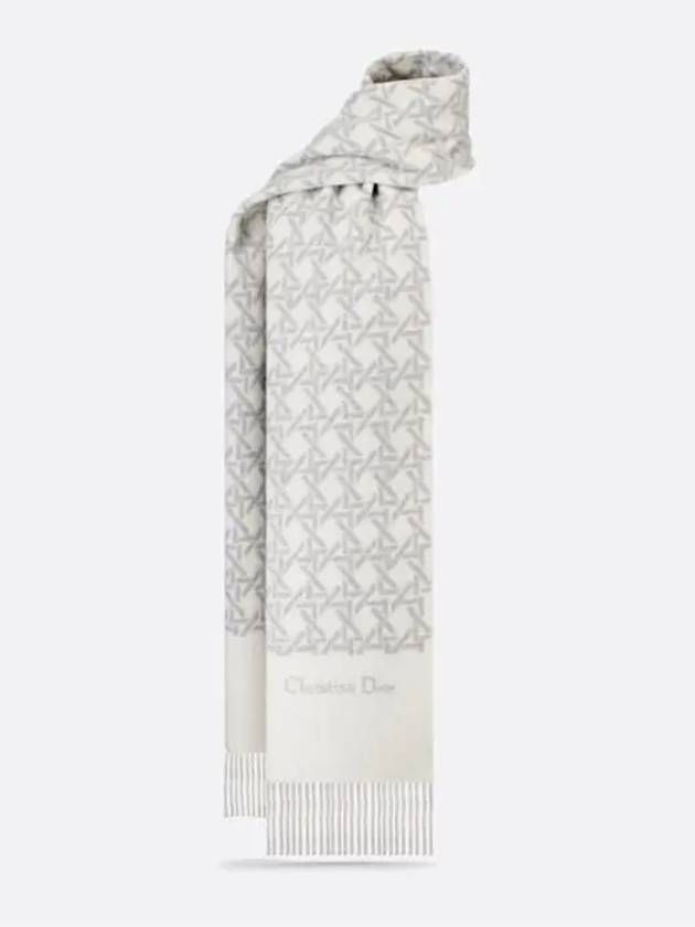 Graphic Cannage Scarf Ivory Gray Wool 45CAN203I114 C088 - DIOR - BALAAN 1