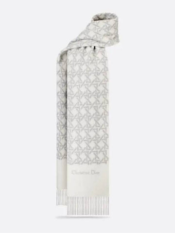 Graphic Cannage Scarf Ivory Gray Wool 45CAN203I114 C088 - DIOR - BALAAN 1