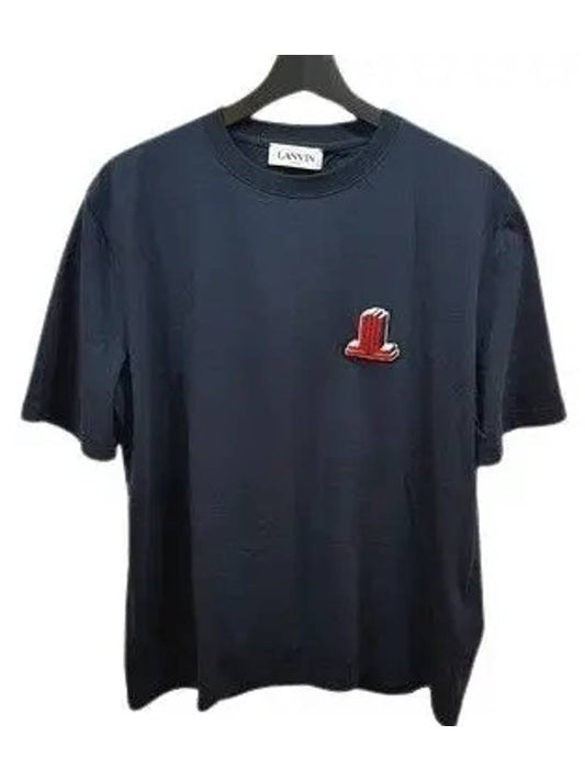 TS0005 J177291 Patch Short Sleeve TShirt Navy - LANVIN - BALAAN 1