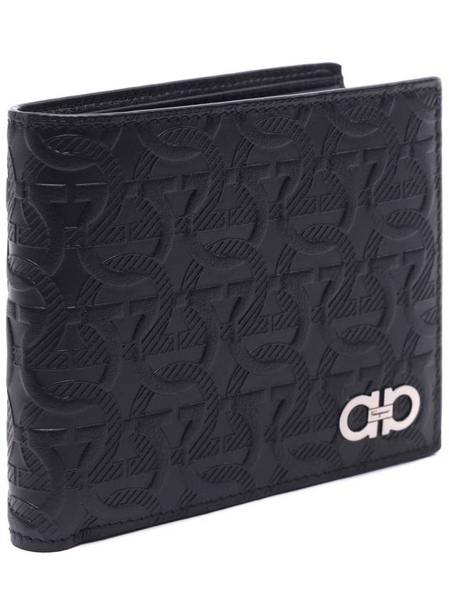 Gancini Embossed Logo Half Wallet Black - SALVATORE FERRAGAMO - BALAAN 4