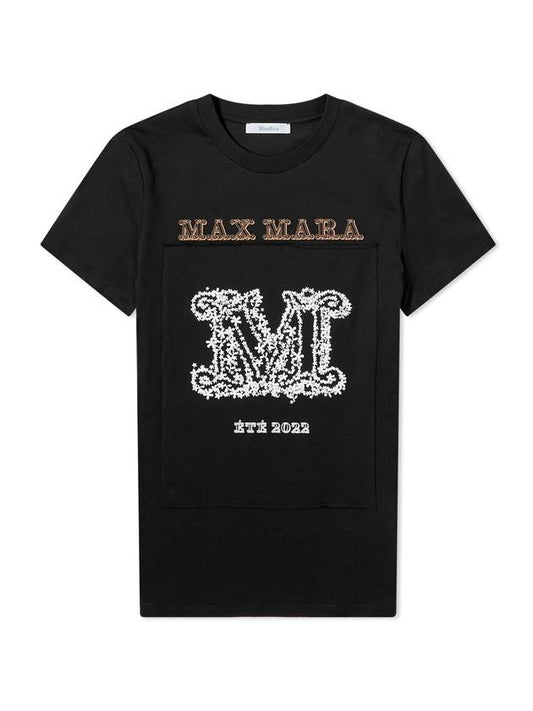 Key Cotton Monogram Cotton Short Sleeve T-Shirt Black - MAX MARA - BALAAN 1