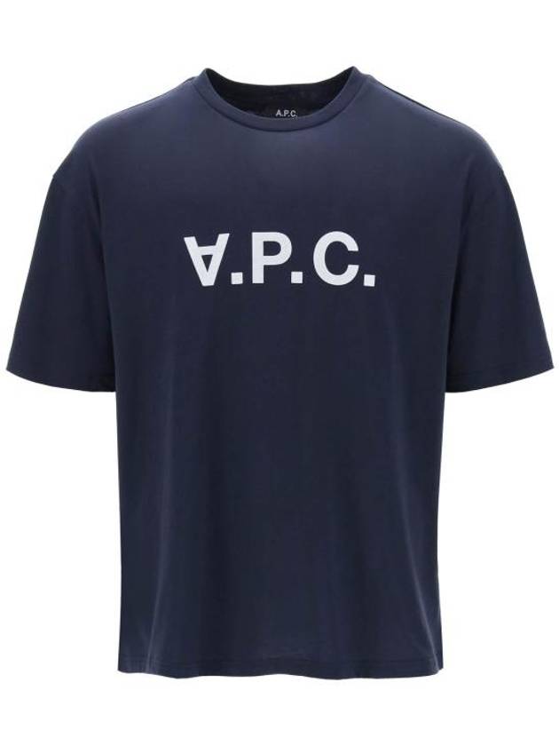 Logo Print Crew Neck Short Sleeve T-Shirt Navy - A.P.C. - BALAAN 2