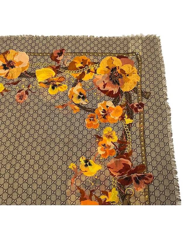 GG Flower Square Shawl Wool Muffler Yellow - GUCCI - BALAAN.