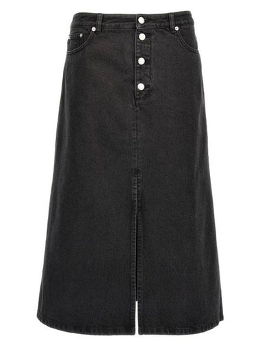 Women's Tennessee Midi Denim A-Line Skirt Black - A.P.C. - BALAAN 1