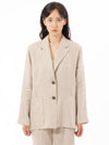 Colin Office Overfit Big Pocket Single Natural Hemp Luxury Linen Blazer Jacket Butter Beige COLIN07BBG - RAMUSTUDIO - BALAAN 3