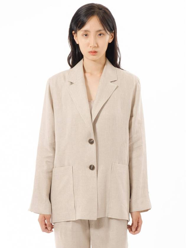 Colin Office Overfit Big Pocket Single Natural Hemp Luxury Linen Blazer Jacket Butter Beige COLIN07BBG - RAMUSTUDIO - BALAAN 3