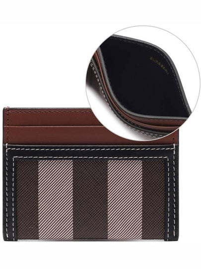 Check Two-Tone Leather Card Wallet Dark Birch Brown - BURBERRY - BALAAN 2