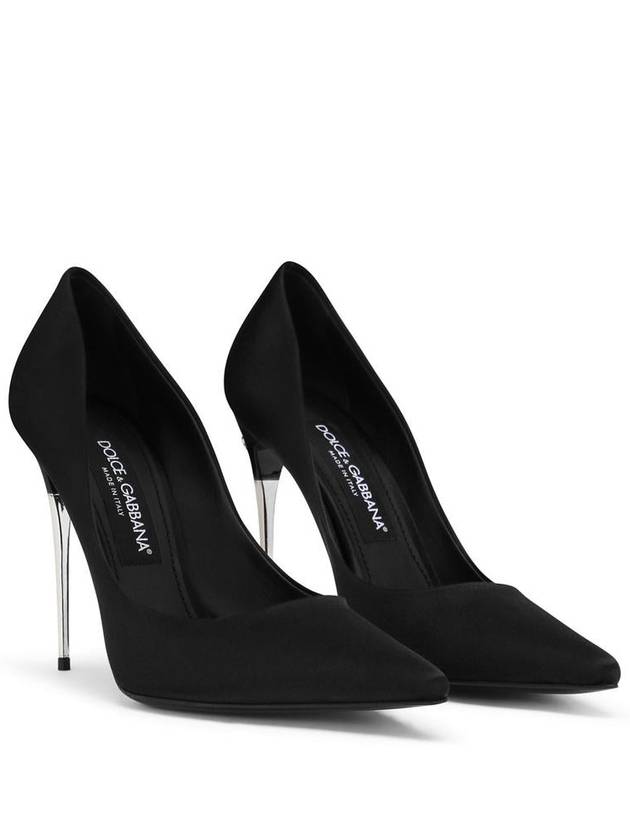 DC logo lettering pointed toe satin Pumps black - DOLCE&GABBANA - BALAAN 3