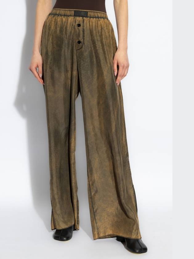 MM6 Maison Margiela Silk Loose-fit Trousers, Women's, Beige - MAISON MARGIELA - BALAAN 3