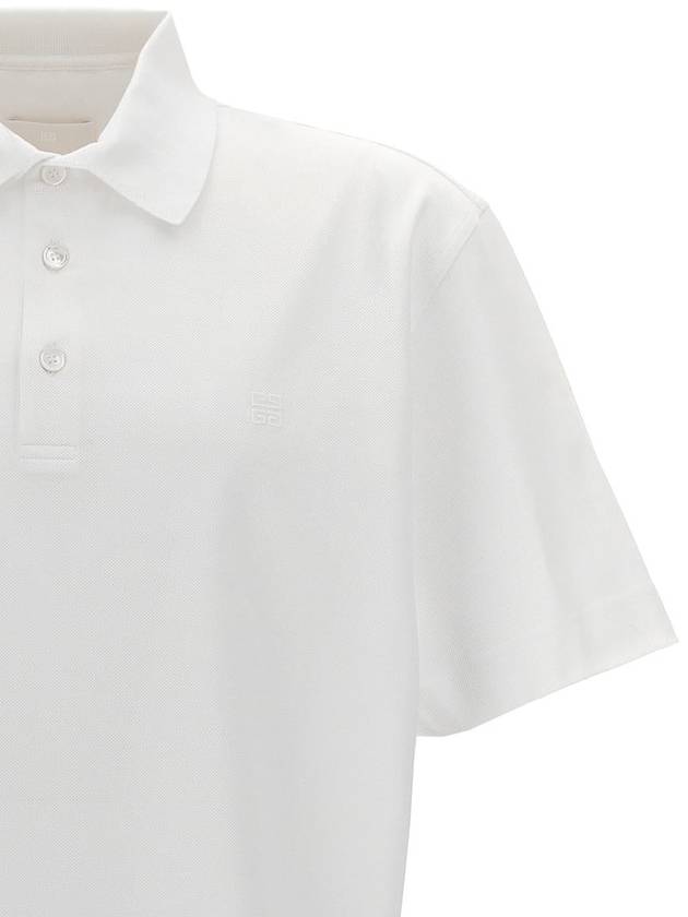 Embroidered Logo Cotton Polo Shirt White - GIVENCHY - BALAAN 4