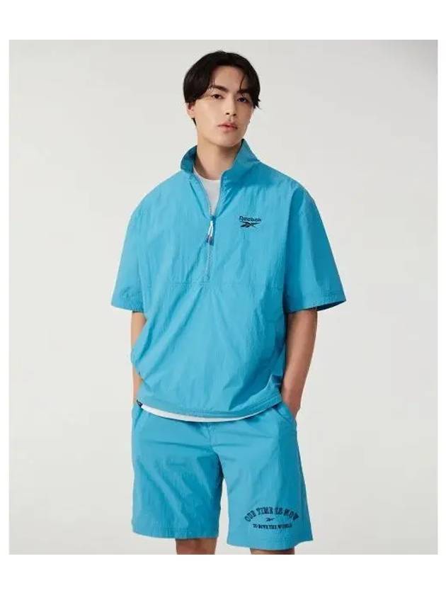 Primary Woven Short Sleeve Anorak Blue - REEBOK - BALAAN 1