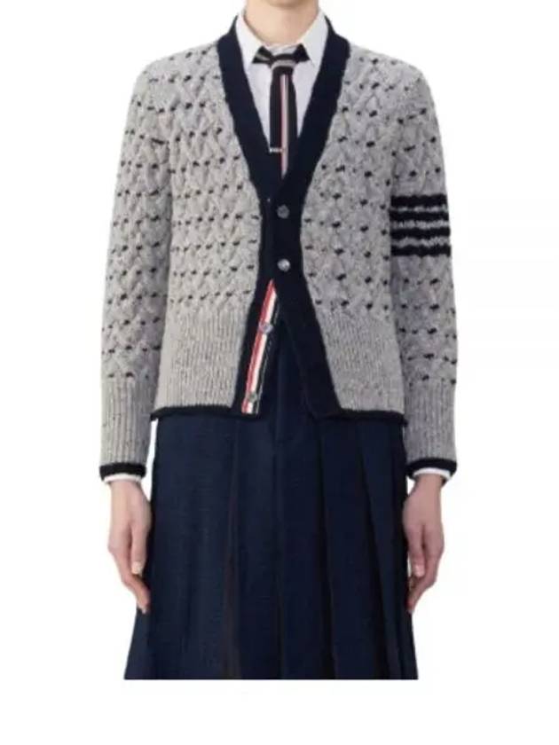 4 Bar Stripe Cable Knit Cardigan Grey - THOM BROWNE - BALAAN 2