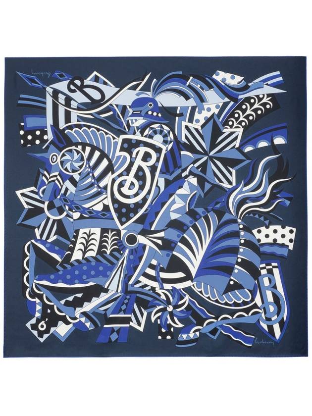 Carousel EKD Silk Scarf Indigo - BURBERRY - BALAAN 2