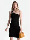 XXL Detail One Shoulder Midi Dress Black - LOUIS VUITTON - BALAAN 2