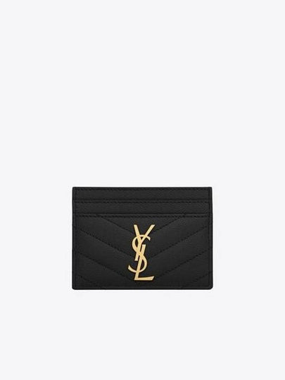 Gold Hardware Matelasse Caviar Leather Card Wallet Black - SAINT LAURENT - BALAAN 2