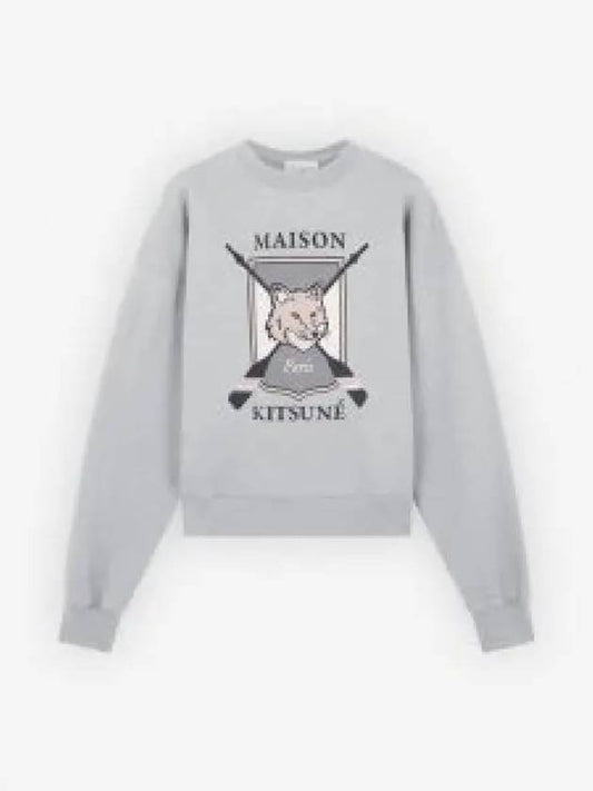 College Fox Print Sweatshirt Light Grey Melange - MAISON KITSUNE - BALAAN 2