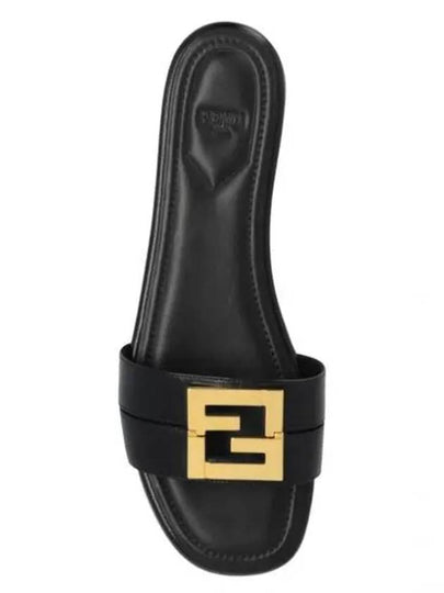 F Fold Leather Sandals Black - FENDI - BALAAN 2