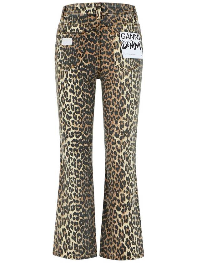 Women's Logo Back Pocket Leopard Print Denim Pants Brown - GANNI - BALAAN 4