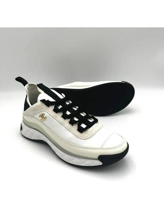 Mixed Fibers Velvet Calfskin Low Top Sneakers Ivory - CHANEL - BALAAN 2