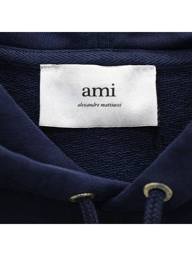 Small Heart Logo Cotton Hoodie Blue - AMI - BALAAN 4