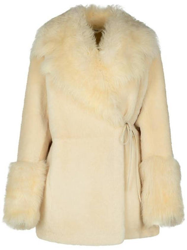 P.A.R.O.S.H. 'Morris' Sheepskin Jacket In A Leather And Cream Fabric Blend - P.A.R.O.S.H. - BALAAN 1