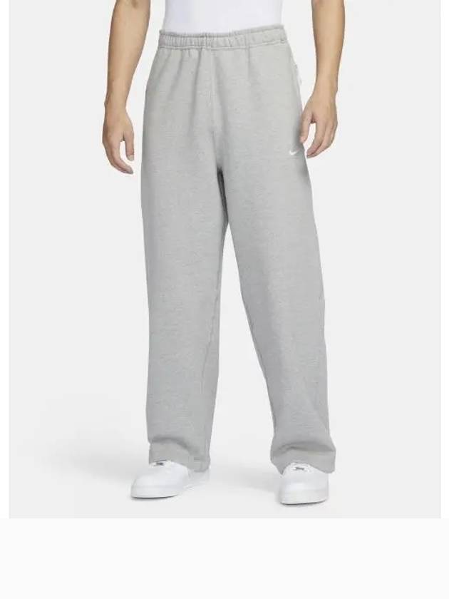 Sportswear Swoosh Open Hem Fleece Pants M Dark Gray Heather White FN3343 063 - NIKE - BALAAN 1