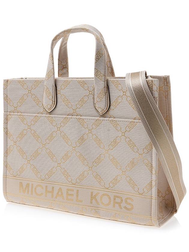 Gigi Large Empire Logo Jacquard Tote Bag Pale Gold Natural - MICHAEL KORS - BALAAN 3