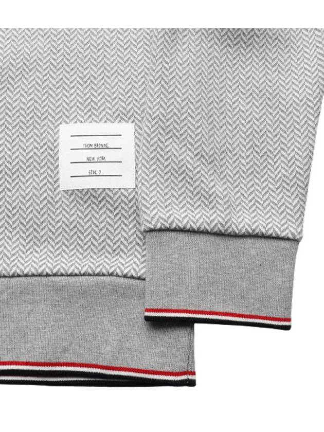 Men's Trimmed Herringbone Cotton Sweatshirt Grey - THOM BROWNE - BALAAN 5