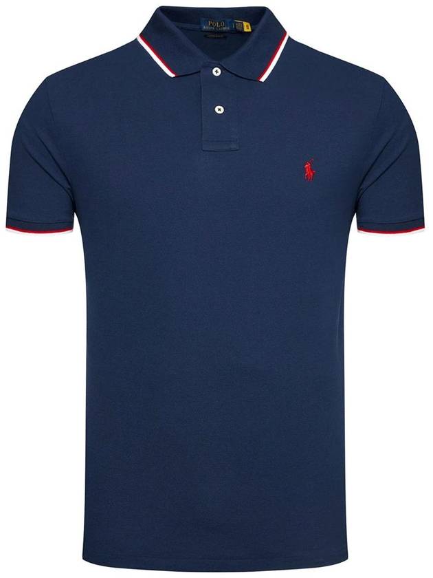 Custom slim fit pony logo embroidered short sleeve collar 710842621003 - POLO RALPH LAUREN - BALAAN 3