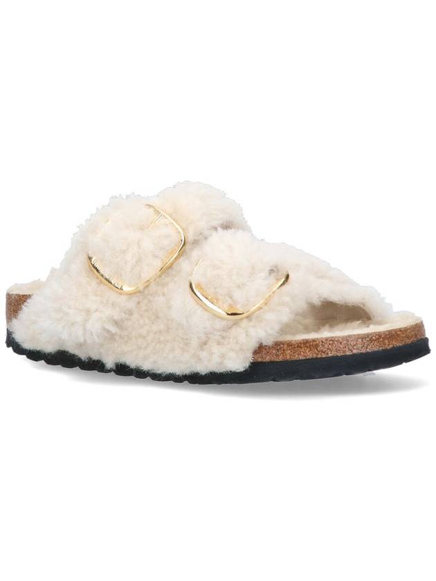 Arizona Big Buckle Shearling Slippers Teddy Eggshell - BIRKENSTOCK - BALAAN 3