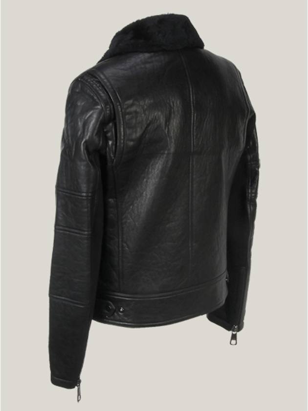 Men's Leather Jacket BPE442C B701C 01 BLACK NEC001 - NEIL BARRETT - BALAAN 4