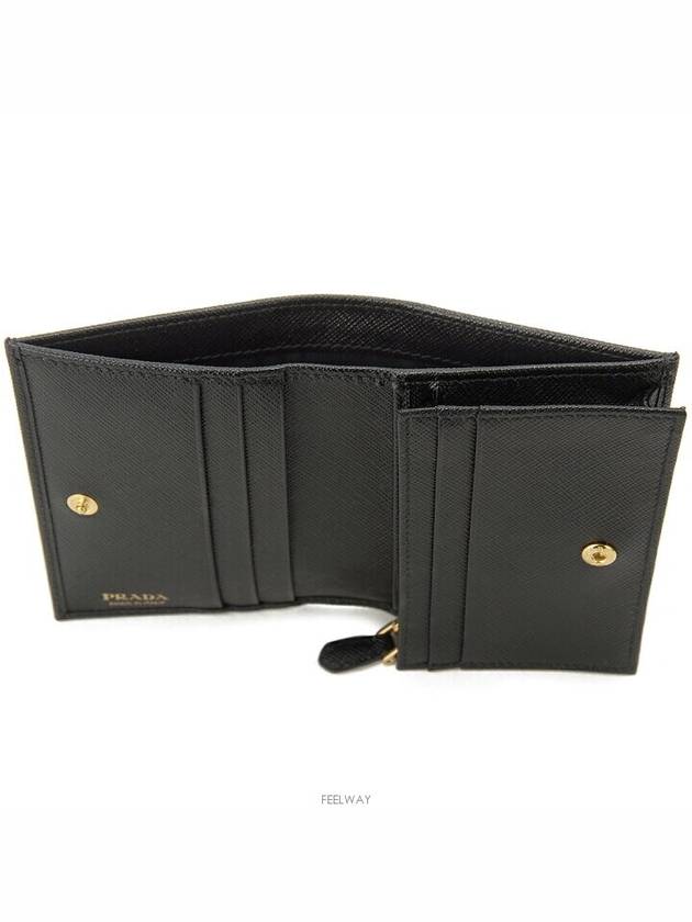 Small Saffiano Leather Half Wallet Black - PRADA - BALAAN 4