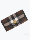 Check Pattern Leather Trim Long Wallet Brown - BURBERRY - BALAAN 2