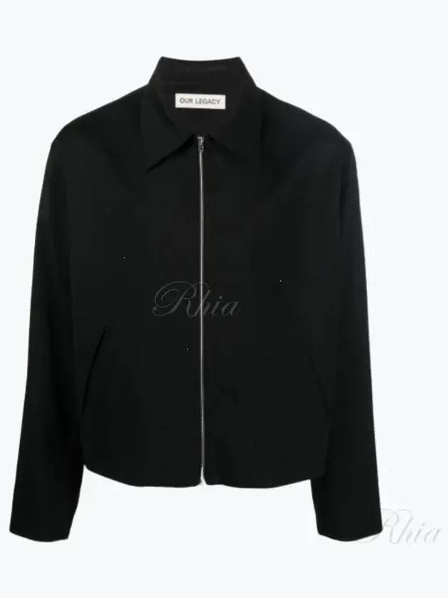 Stripe Point Collar Virgin Wool Zip-Up Jacket Black - OUR LEGACY - BALAAN 2