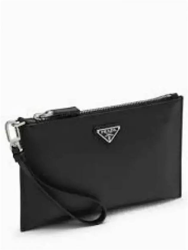 Triangle Logo Saffiano Clutch Bag Black - PRADA - BALAAN 2