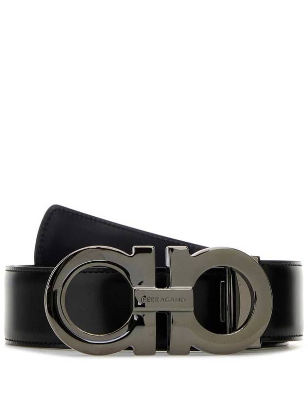 Gancini Reversible Leather Belt Navy Black - SALVATORE FERRAGAMO - BALAAN 2