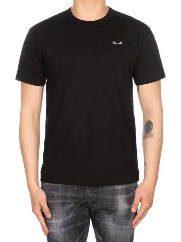 Men's Black Heart Waffen Short Sleeve T-Shirt Black - COMME DES GARCONS PLAY - BALAAN 3