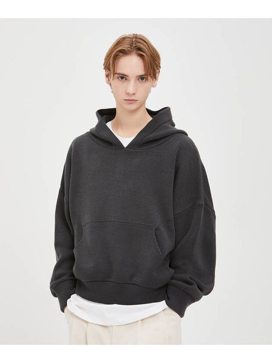 Oversized heavy hooded knitdark gray - MOO - BALAAN 2