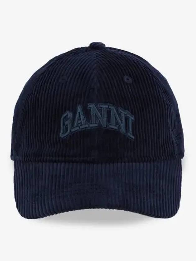 Embroidered Logo Corduroy Ball Cap Navy - GANNI - BALAAN 2