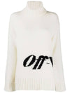 wool logo turtleneck white - OFF WHITE - BALAAN.