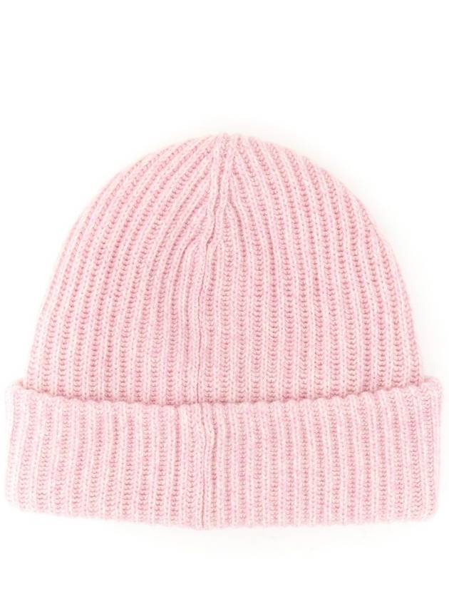 Logo Patch Knit Beanie Pink - GANNI - BALAAN 3