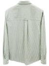 Embroidered Heart Logo Stripe Long Sleeve Shirt Green - AMI - BALAAN 3